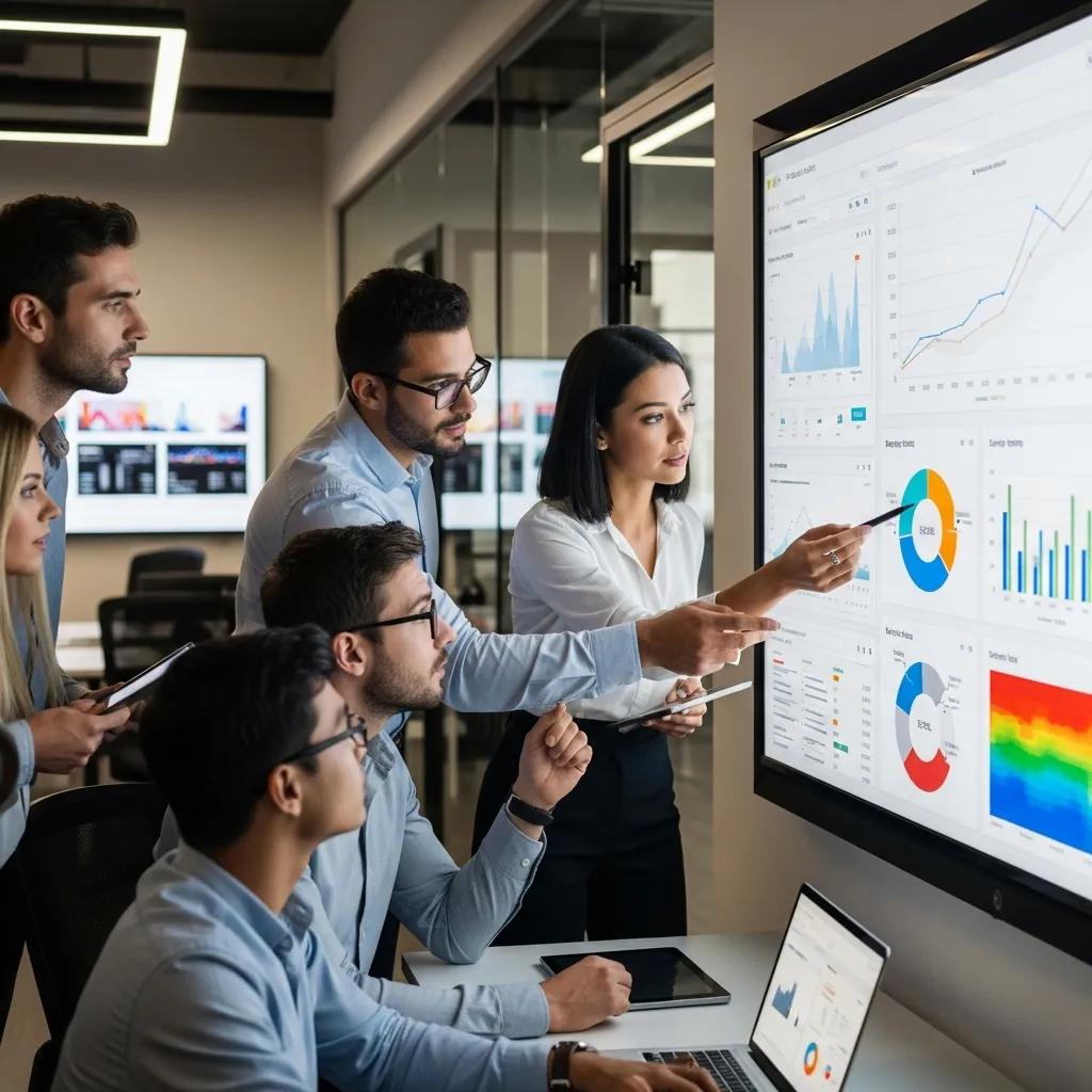 Team analyzing location-specific SEO data to improve performance and efficiency